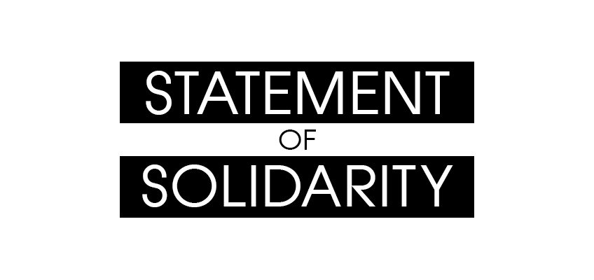 Text image with bold white letters on a black background, reading Statement of Solidarity.