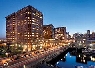 Boston Seaport Hotel & World Trade Center at night