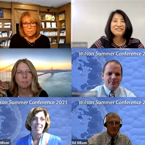 Six virtual participants in a videoconference session