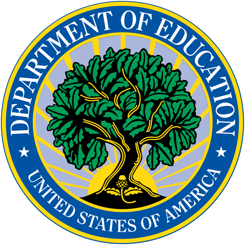 Department of Education logo made of a tree with an acorn inside the base of the the main trunk