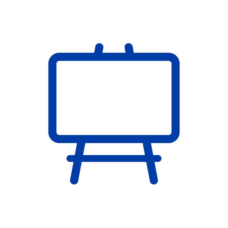 outline icon of a presentation board