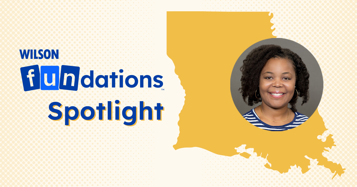 Wilson Fundations Spotlight: Louisiana map with smiling woman
