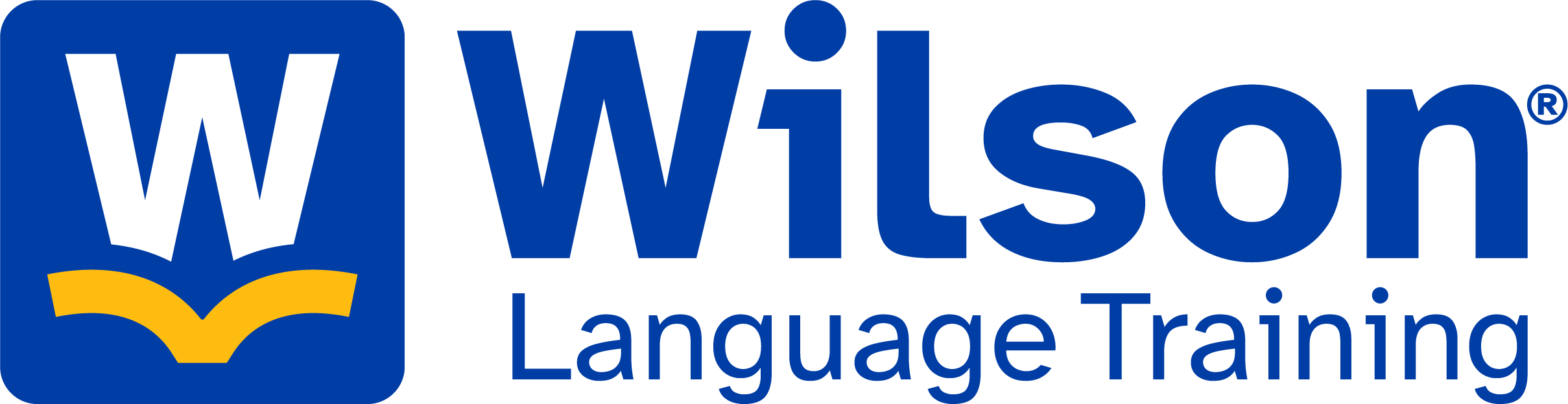 Wilson Language Training logo with a blue W and open book symbol